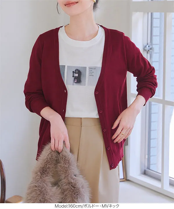 M L XL 選べるネック ] ベーシックニットカーディガン [C6886