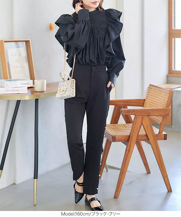 ボリュームスリーブシャーリングブラウス [C6901] - レディース