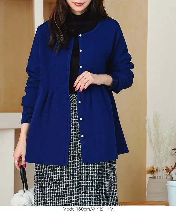 美品 大きいサイズ トゥービーシック バイカラー ペプラム ニットカーディガン ペプラムニットカーディガン [C6922] - レディースファッション通販