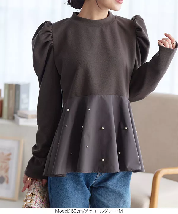 パールペプラムトップス [C6930] - レディースファッション通販 神戸