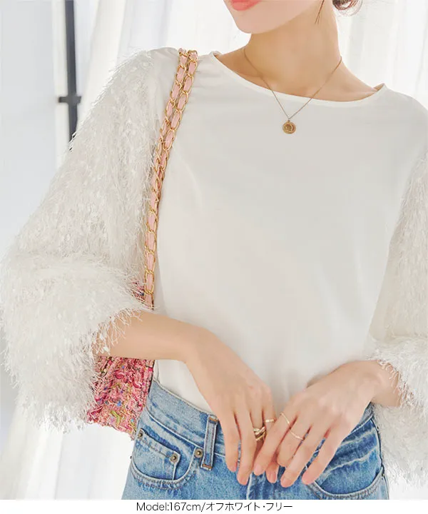 フェザースリーブブラウストップス [C7005] - レディースファッション