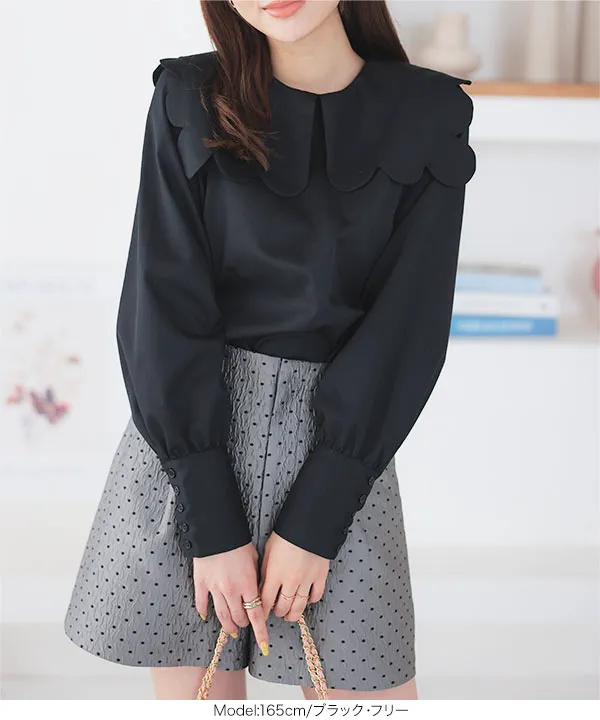 スカラップカラーブラウス [C7032] - レディースファッション通販 神戸