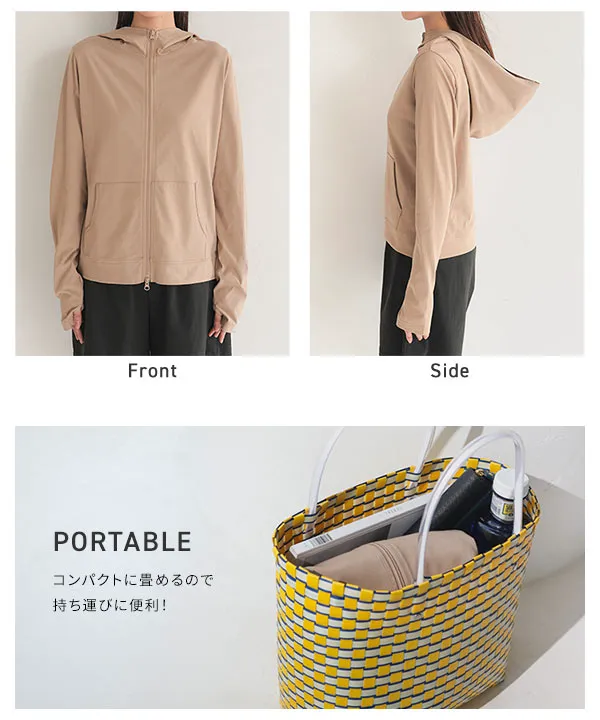 超冷感 ] UVカット接触冷感ラッシュガードパーカートップス [C7060