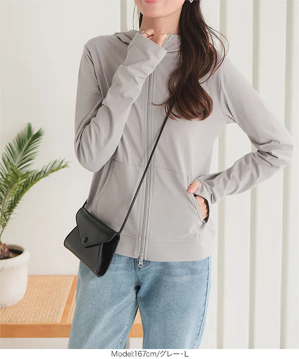 超冷感 ] UVカット接触冷感ラッシュガードパーカートップス