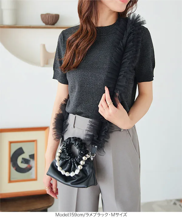 半袖ニットトップス×ニットカーディガンアンサンブル [C7078