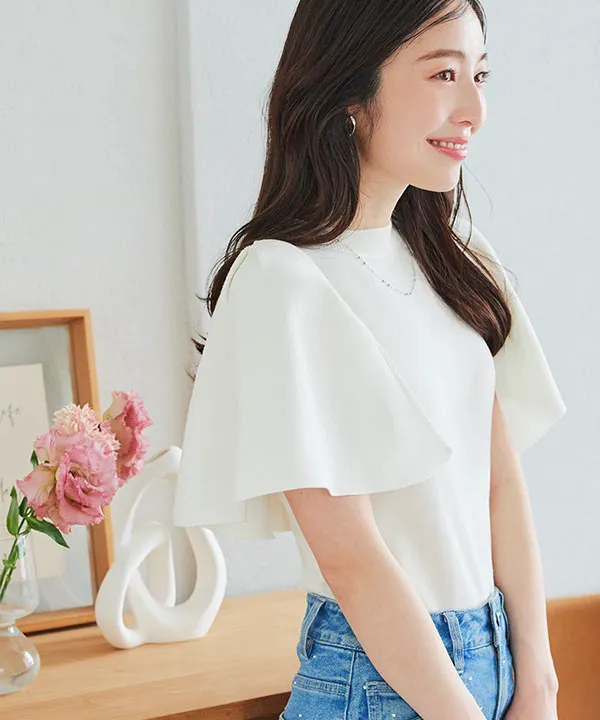 michellMacaron レースカラーニットトップス　ノースリーブ SNIDEL（スナイデル）の「レースカラーノースリニット（ニット