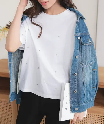 パールorビジューTシャツ [C7086]