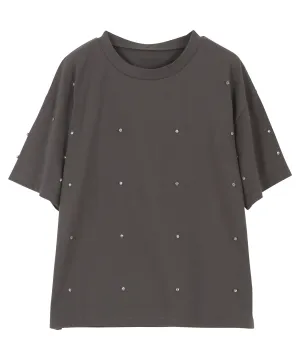 【国内在庫】 [C7086]| パールorビジューTシャツ SALE!! レディース - トップス