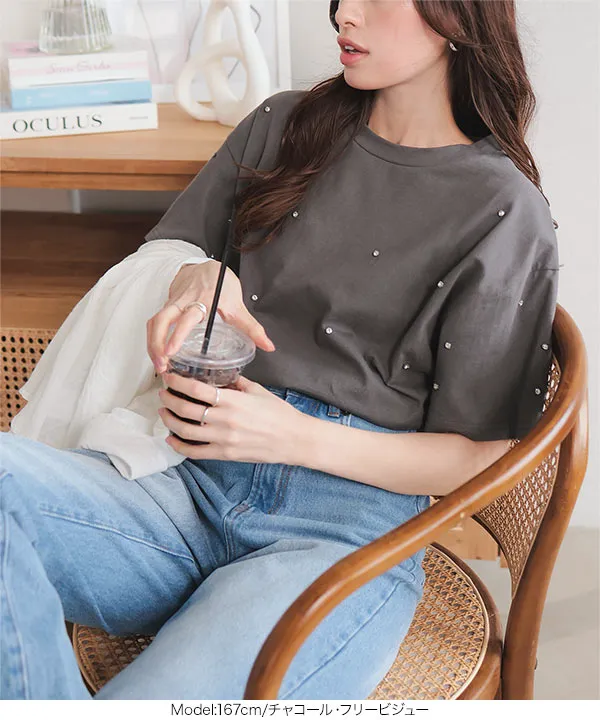 パールorビジューTシャツ [C7086]| SALE!! - レディース