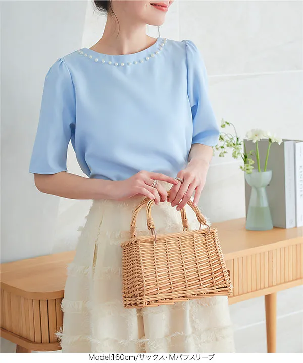 ネックパールトップス [C7101]| SALE！