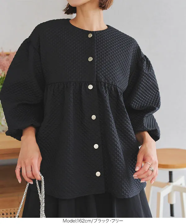 ボリュームスリーブジャガードブラウス [C7125] - レディース