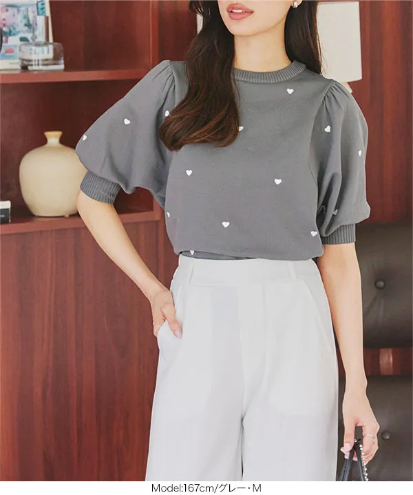 ■超美品 自由区 ボリュームスリーブ カットソー ストライプ×ボーダー柄 miniministore ボーダー柄tシャツ 長袖カットソー 春秋【ゆう