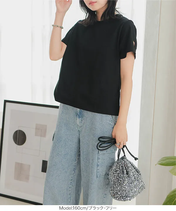 ハートカットアウトTシャツ [C7145]
