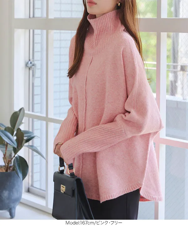 ポンチョ風メランジニット [C7157] - レディースファッション通販 神戸