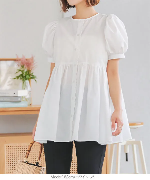 OBLI スカラップブラウス ホワイト スカラップブラウス/ホワイト | TOPS | OBLI