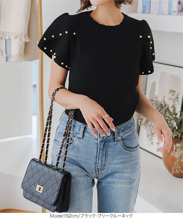 チューリップスリーブニットトップス [C7170] - レディース