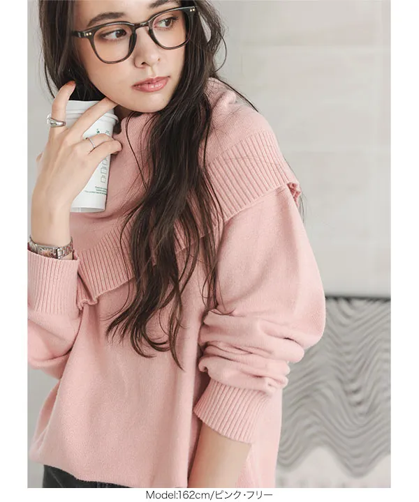 選べる2typeスウェットライクニットトップス [C7194] - レディース