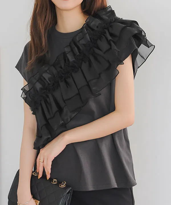 アシメフリルTシャツ [C7208] - レディースファッション通販