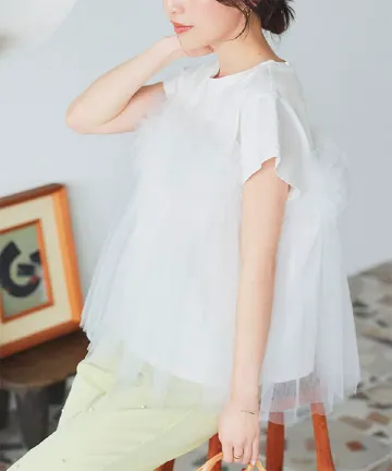 チュールビスチェドッキングTシャツ [C7209] - レディースファッション