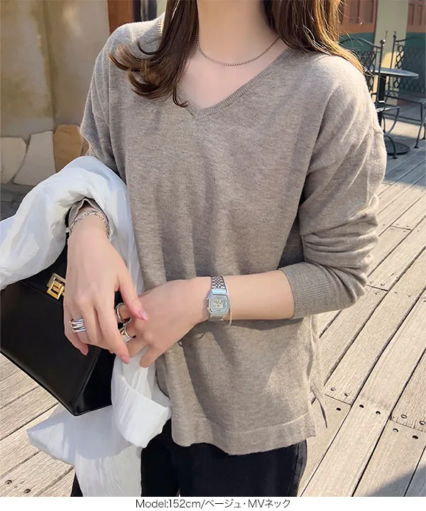 [ M L XL 選べるネック ] メルティベーシックニット [C7211]