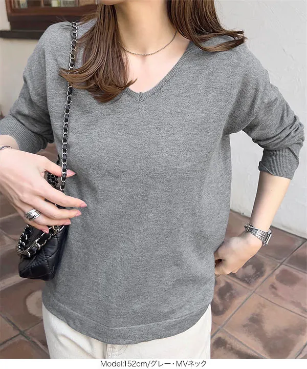 [ M L XL 選べるネック ] メルティベーシックニット [C7211]