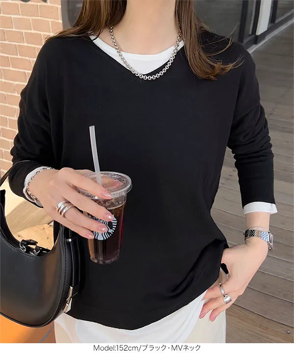 [ M L XL 選べるネック ] メルティベーシックニット [C7211]
