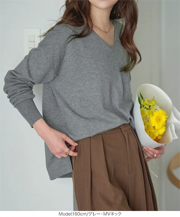 [ M L XL 選べるネック ] メルティベーシックニット [C7211]