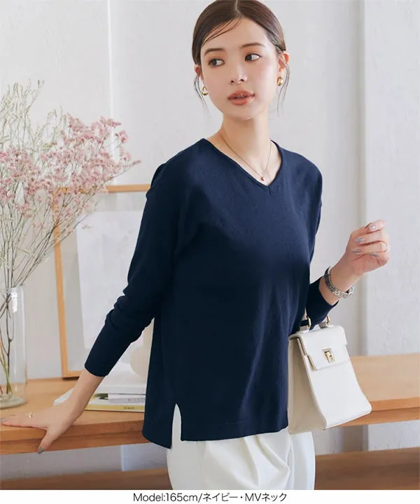 M L XL 選べるネック ] メルティベーシックニット [C7211