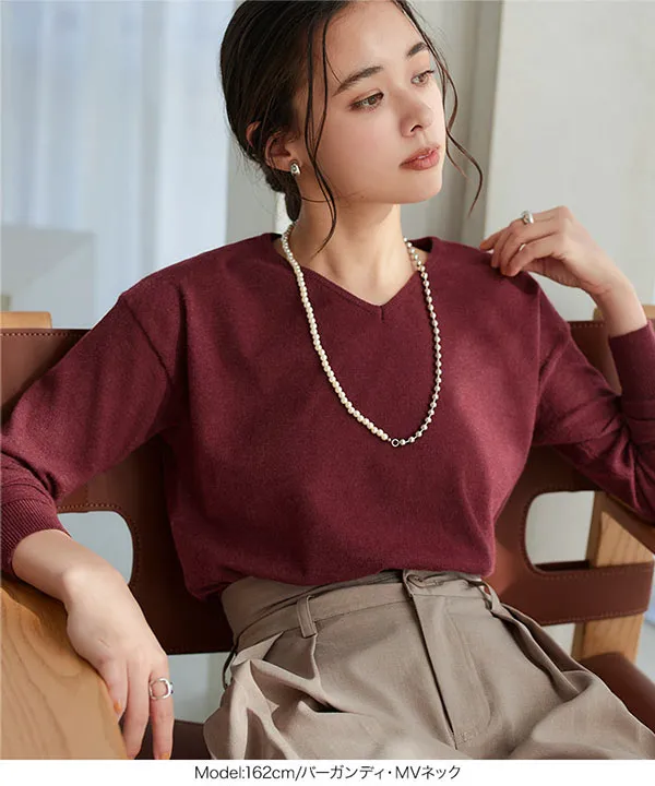 M L XL 選べるネック ] メルティベーシックニット [C7211