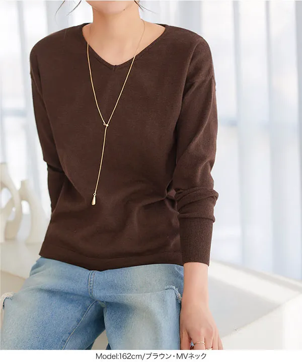 M L XL 選べるネック ] メルティベーシックニット [C7211