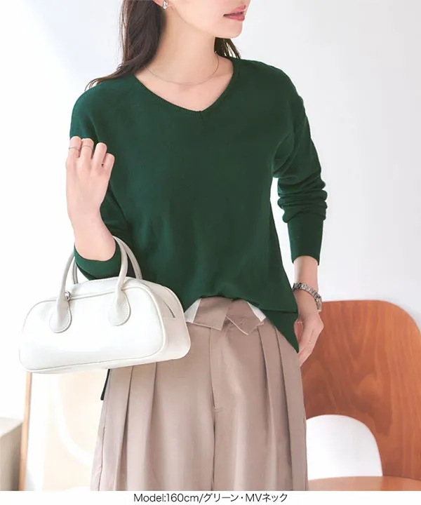 M L XL 選べるネック ] メルティベーシックニット [C7211