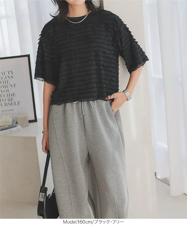 シアーティアードフリルショート丈トップス [C7213] - レディース