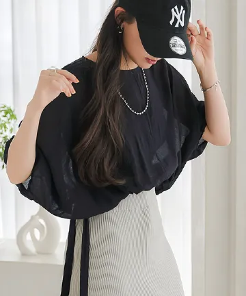 サイドドロストリボンシアートップス [C7225] 　