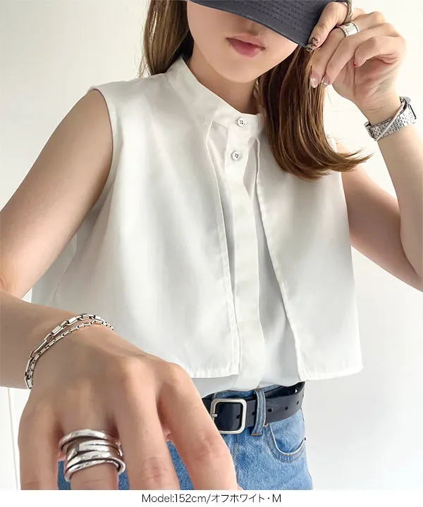 ケープカラーノースリーブシャツ [C7230] - レディースファッション