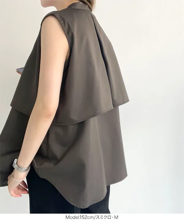 ケープカラーノースリーブシャツ [C7230] | トップス全品送料無料！2