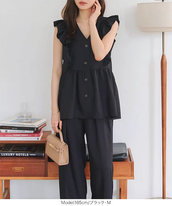 美品　NEMIKA ジレ　フリル付き ブラック ダブルクロスフリルジレ | 2025SPうめだ阪急POPUP展開商品| yori