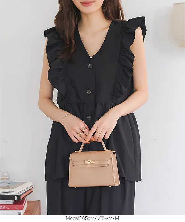 袖口フリルペプラムジレ [C7234] - レディースファッション通販 神戸