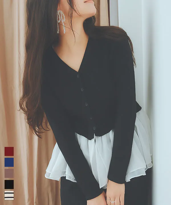 ペプラムドッキングカーディガン [C7240] - レディースファッション