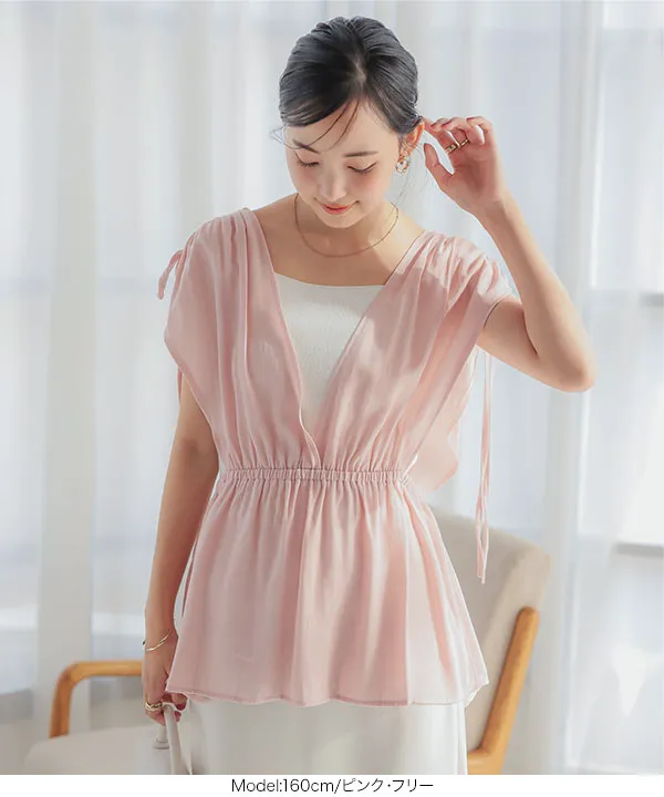 ホワイトペプラムベスト KOBE LETTUCE コート ダンボールペプラムVネックベスト