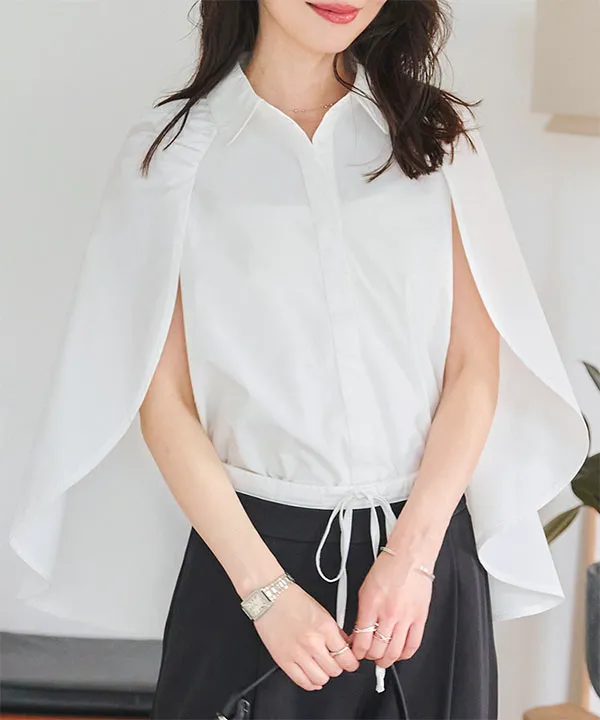 ケープ風ノースリーブシャツトップス [C7250] - レディース