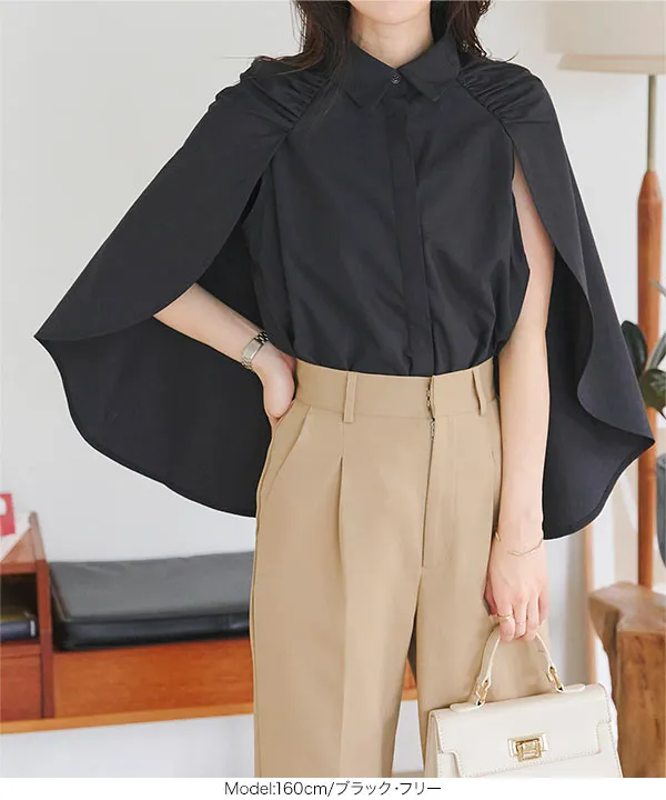 ケープ風ノースリーブシャツトップス [C7250] - レディース