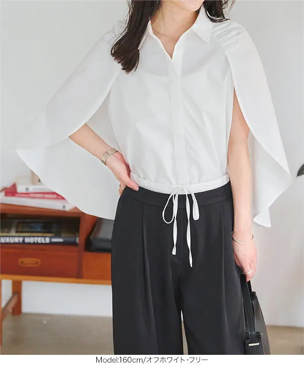 ケープ風ノースリーブシャツトップス [C7250] - レディース