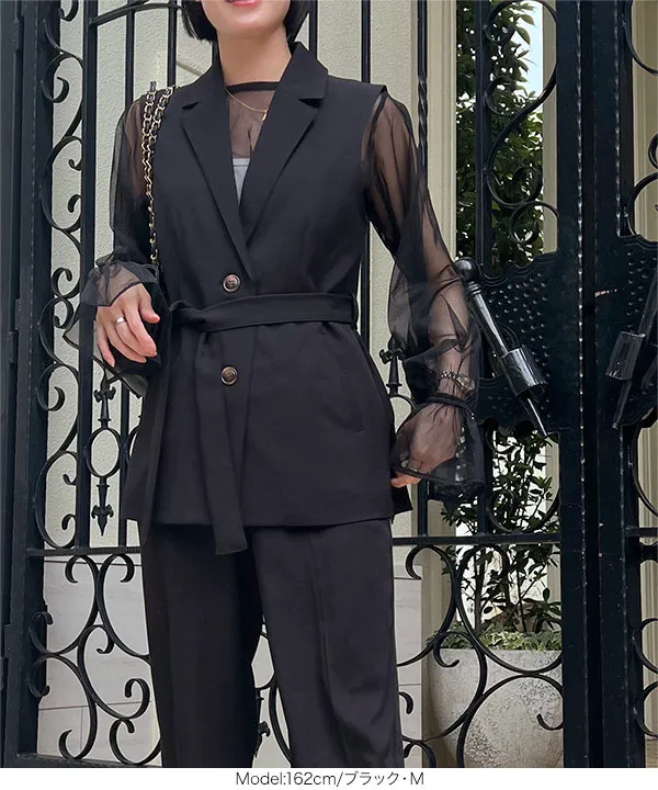 シャーリングチュールトップス [C7259] - レディースファッション通販