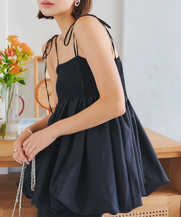 キャミソール 裾バルーンリブべアトップ セール☆1490円→990円 外で着られるブラトップス OUT BRA