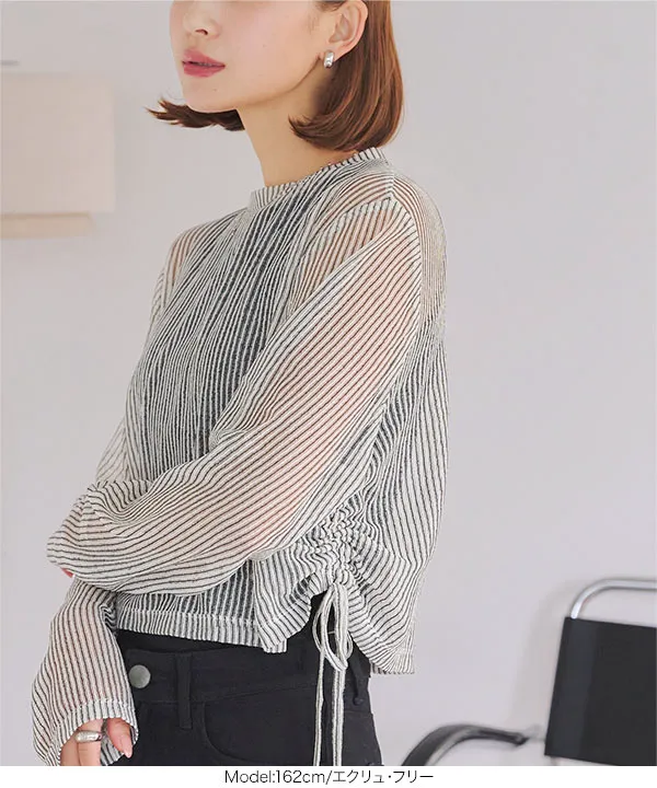 【トリコスペシャル】リボン付きシースルーTシャツ シアーリボントップ /Sheer Ribbon Top | FICTION TOKYO OFF