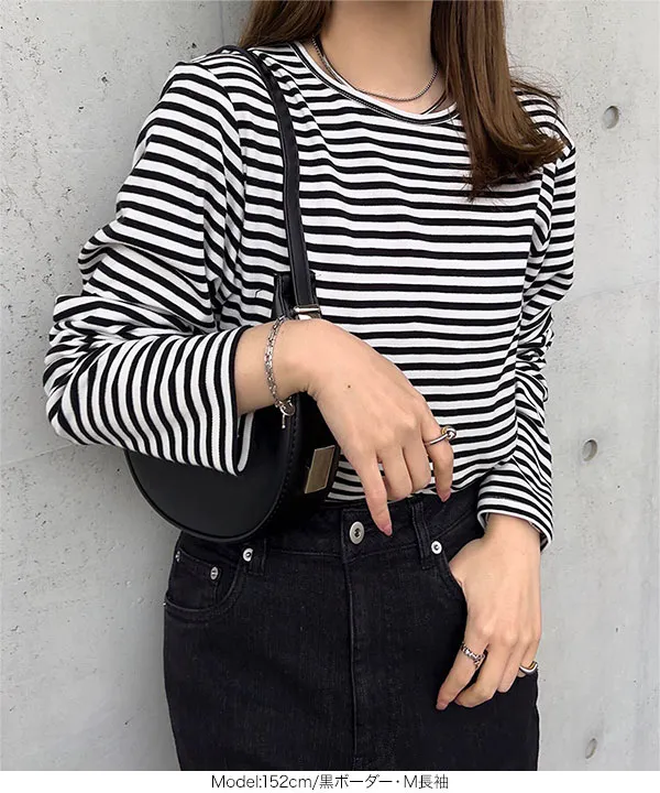 [ M L XL ] スムースコットン丸首トップス [C7293]