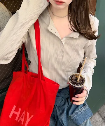 ヘンリーネックリブロンT [C7295] 　