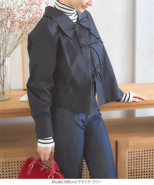 前開き3連リボンブラウス [C7308] - レディースファッション通販 神戸