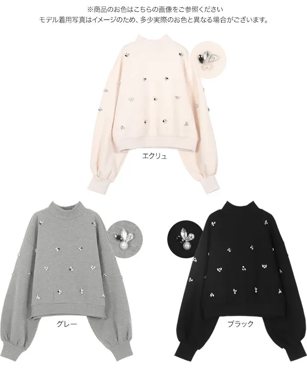 トップス kurobee ビジューダイバーモックネックトップス [C7311] - レディース