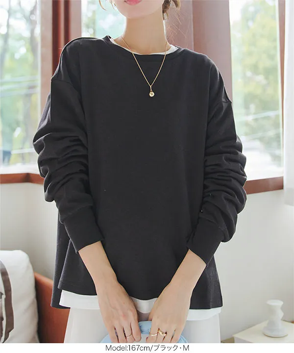 [選べるサイズ M/L/XL ] コットンブレンドあったかオーバーT [C7313] 　